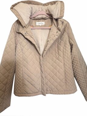 Calvin Klein Quilted Hooded Faux Fur Lined Coat
